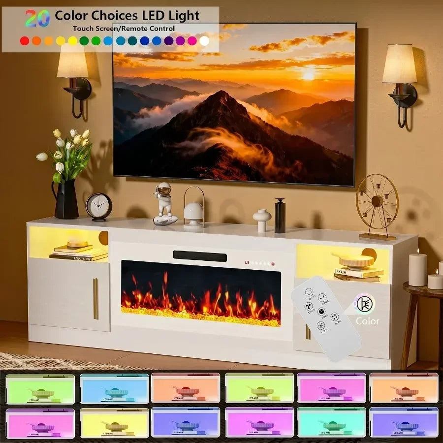 White Fireplace TV Stand for TVs up to 80 in