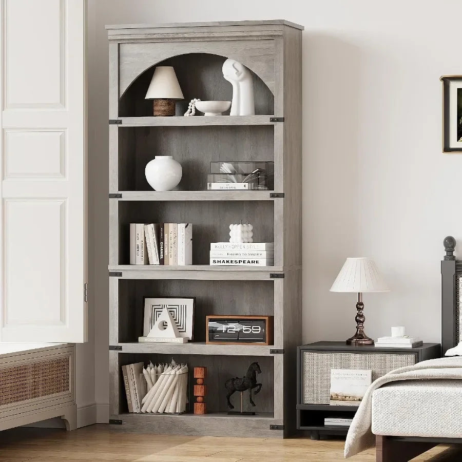 5-Tier Farmhouse Arched Bookcase