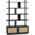 5-Tier Rattan Bookshelf in Black