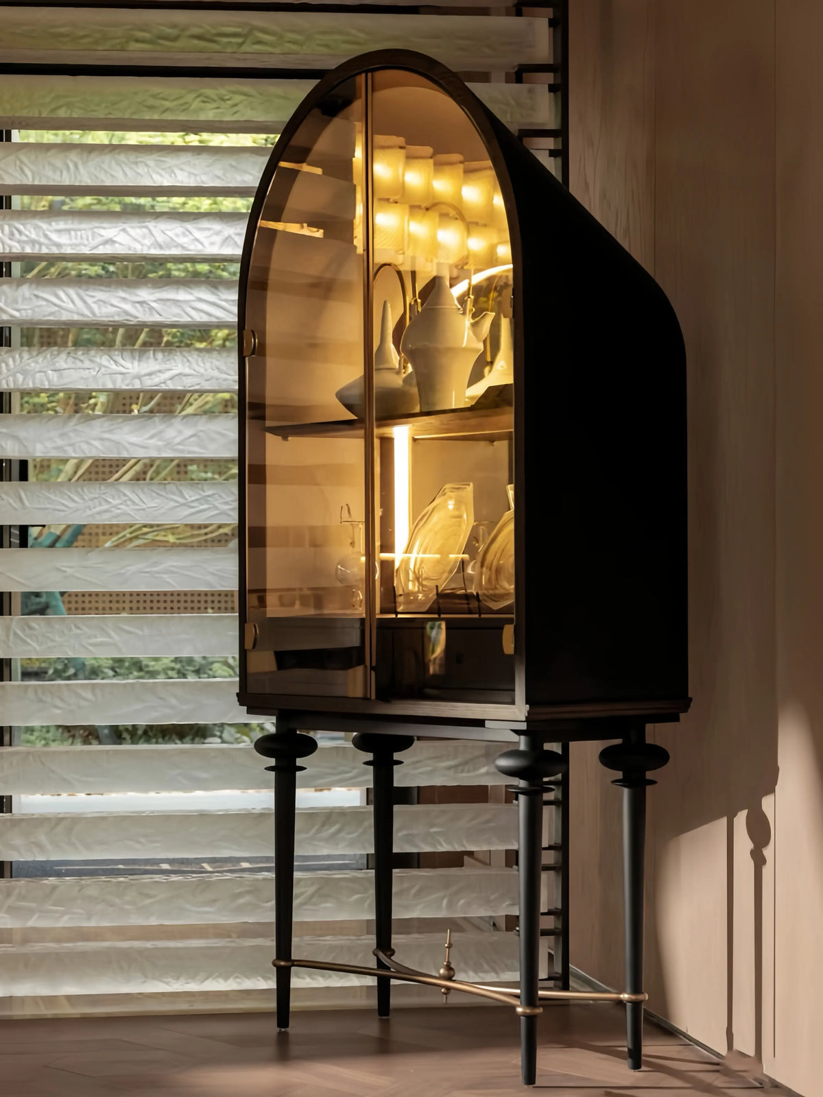 Retro Solid Wood Wine and Display Cabinet