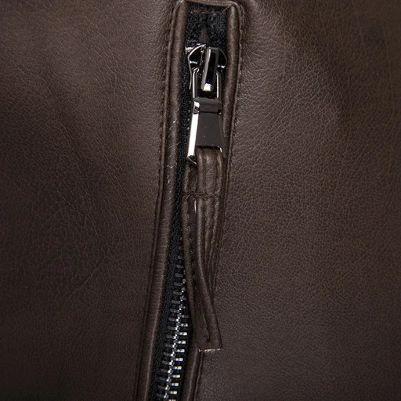 Men's Winter Fur-Lined Leather Jacket