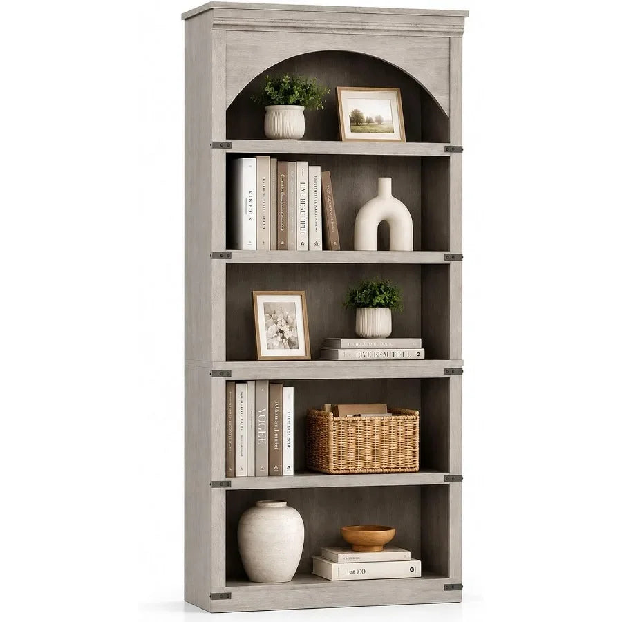 5-Tier Farmhouse Arched Bookcase