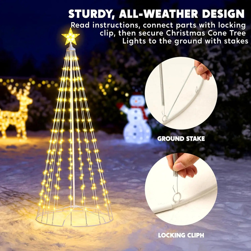 LED Christmas Cone Tree Lights, Set of 3