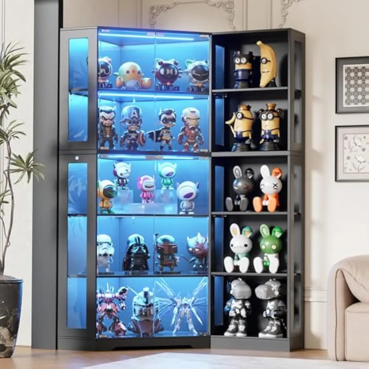 Display Cabinet with Glass Doors and LED Lighting