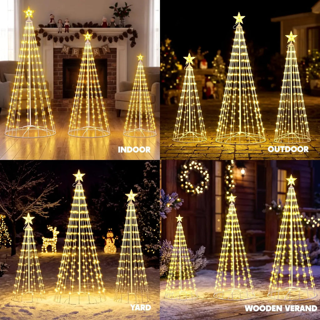 LED Christmas Cone Tree Lights, Set of 3