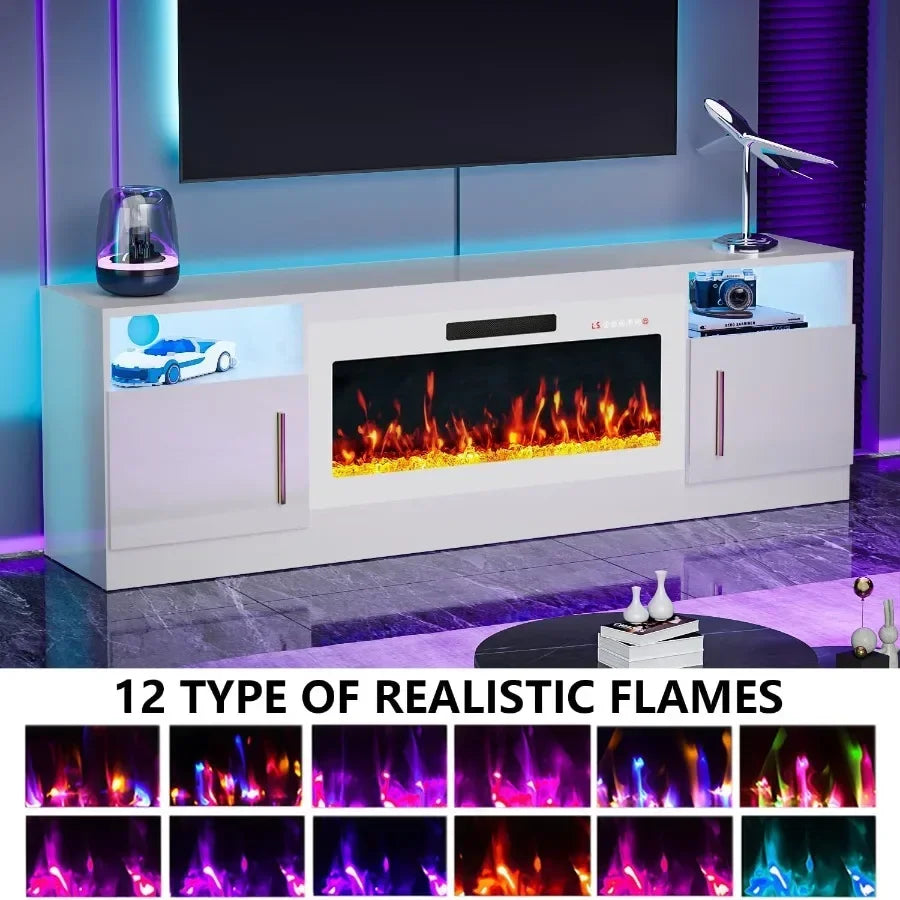 White Fireplace TV Stand for TVs up to 80 in