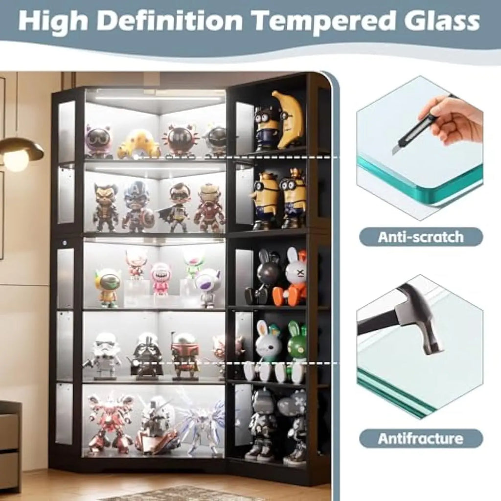 Display Cabinet with Glass Doors and LED Lighting