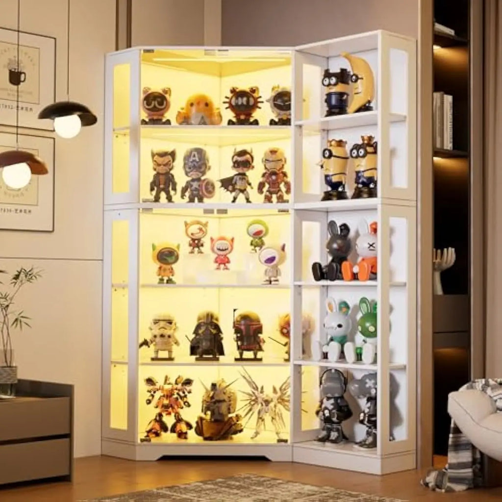 Display Cabinet with Glass Doors and LED Lighting
