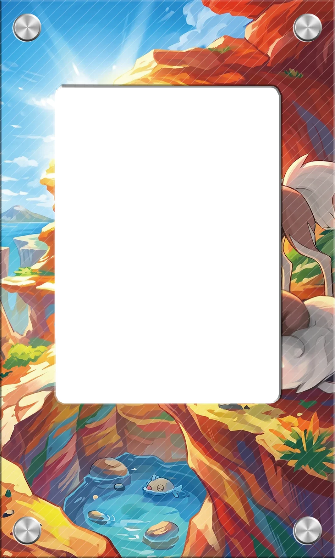 Acrylic Card Display Brick with Mountain Backdrop