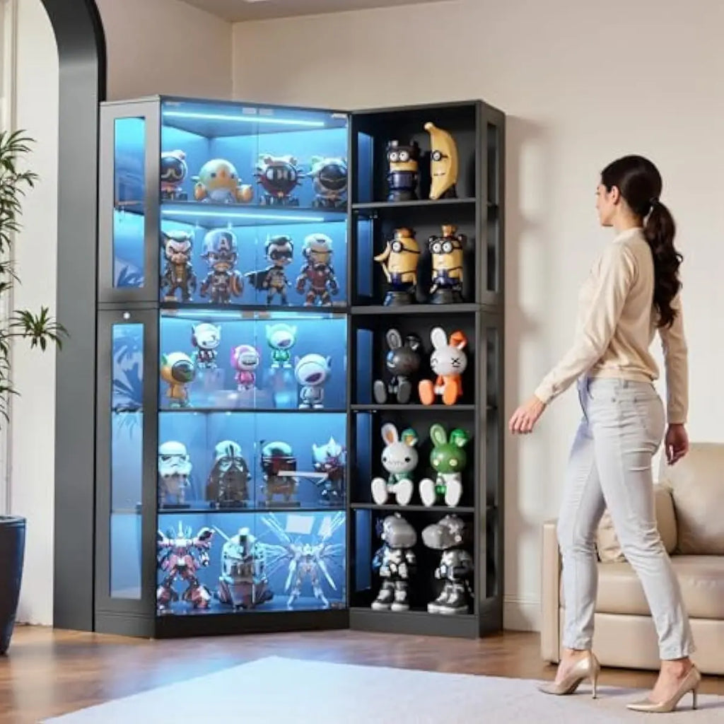 Display Cabinet with Glass Doors and LED Lighting