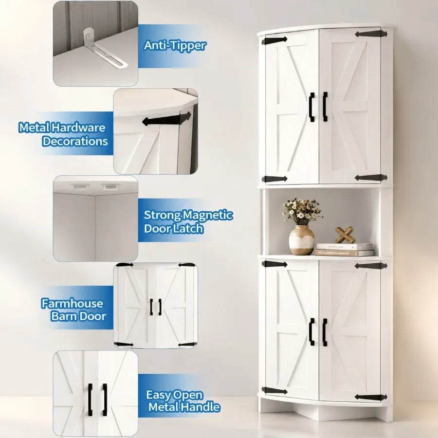 Tall White Corner Cabinet