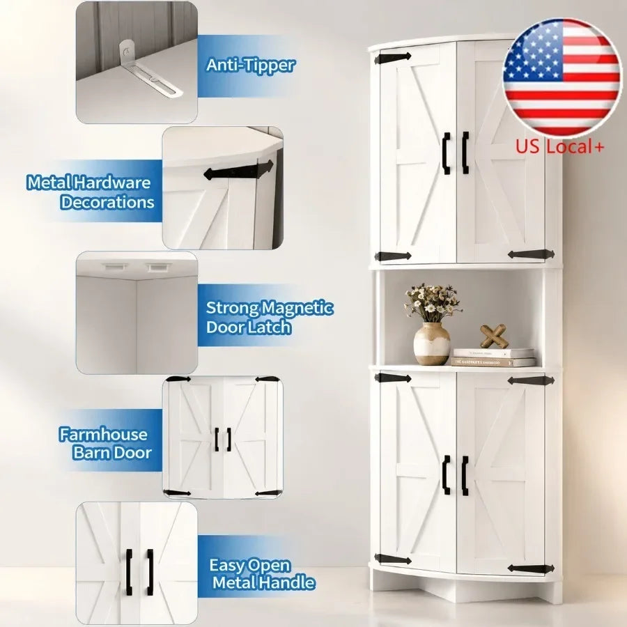 Tall White Corner Cabinet