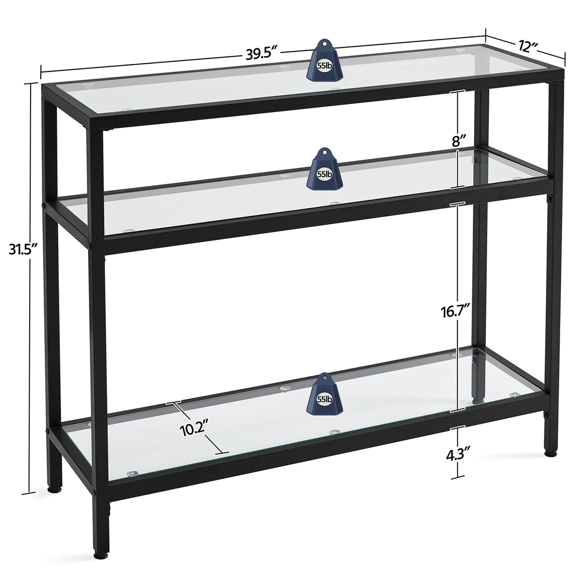 Black Console Table with Glass Top