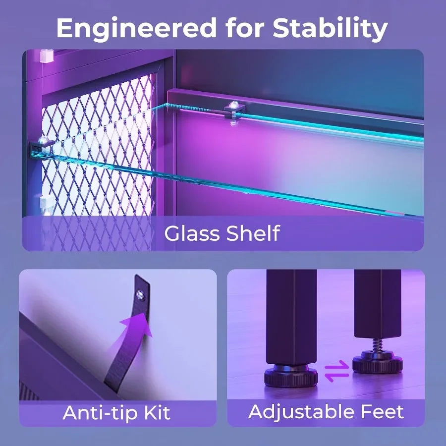 Glass Display Cabinet with RGB Lighting