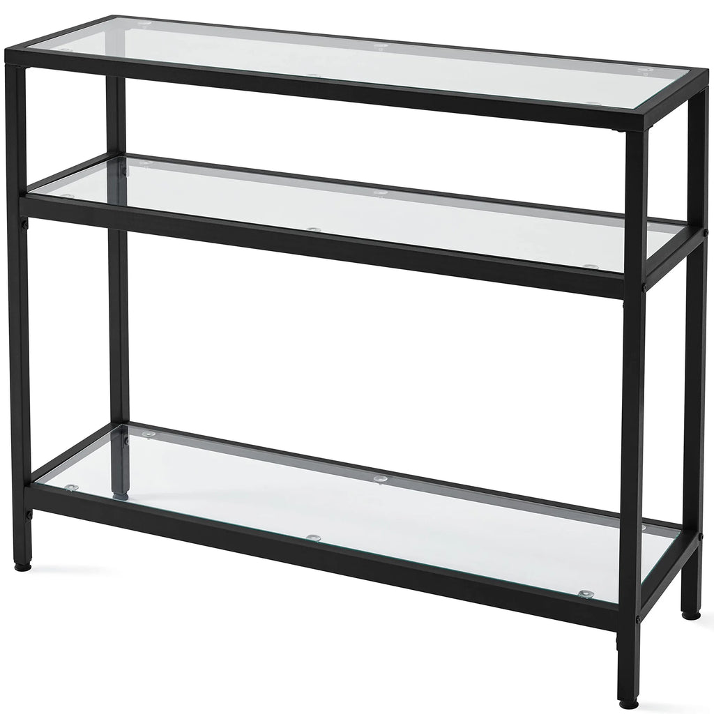Black Console Table with Glass Top