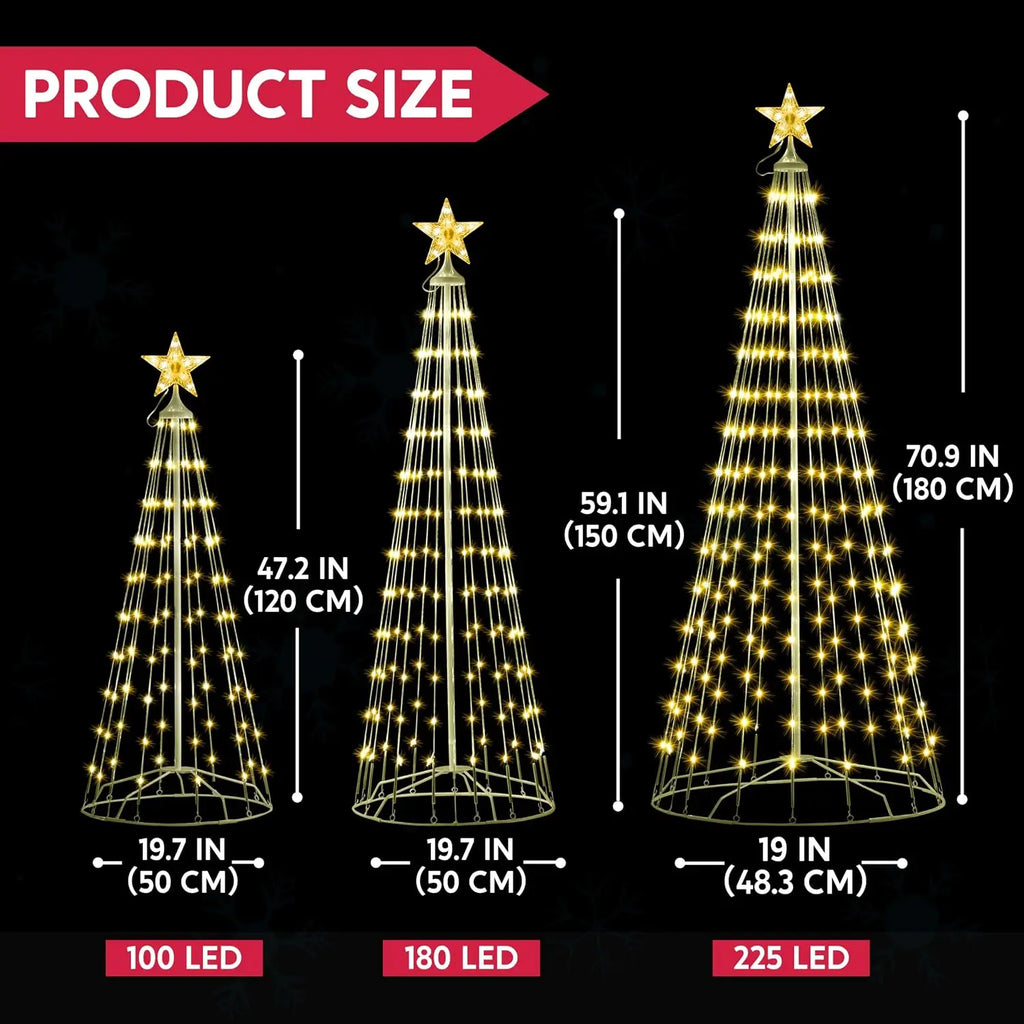 LED Christmas Cone Tree Lights, Set of 3