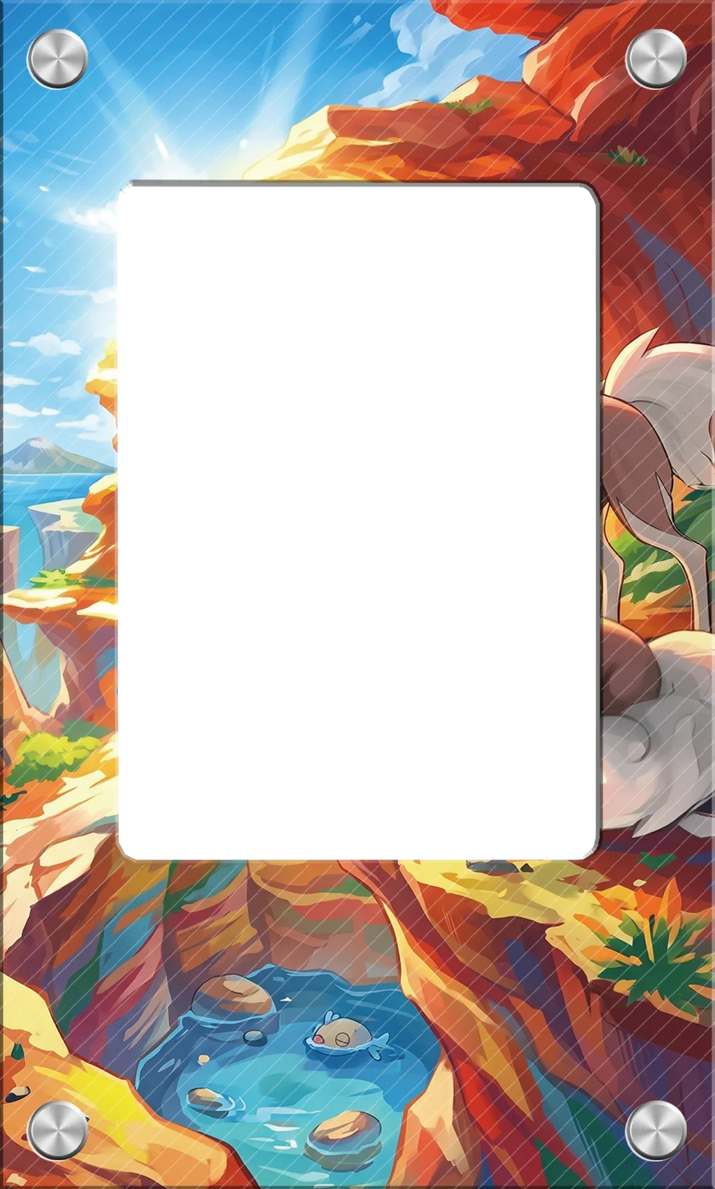 Acrylic Card Display Brick with Mountain Backdrop