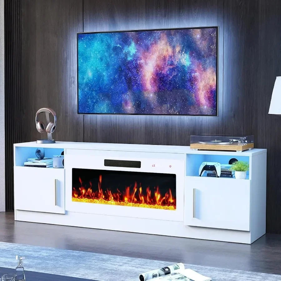 White Fireplace TV Stand for TVs up to 80 in