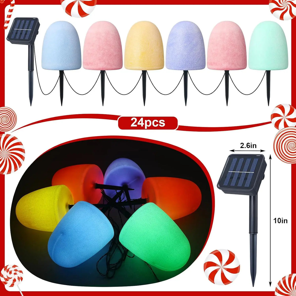 Colorful Solar Pathway Lights, 12-Pack